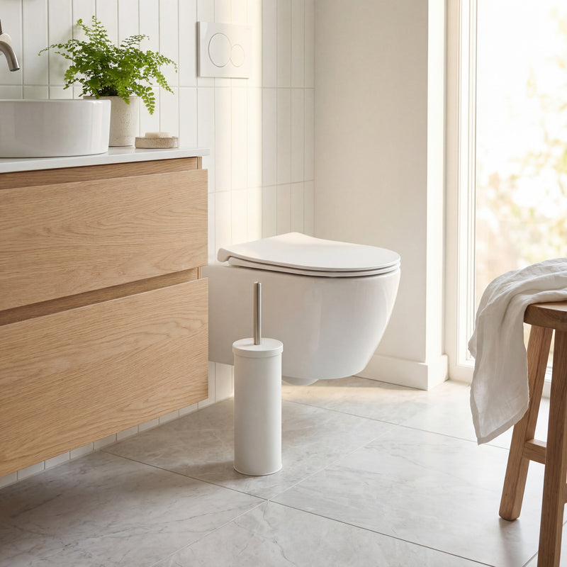 Escobilla de Baño Blanca con Porta Cepillo