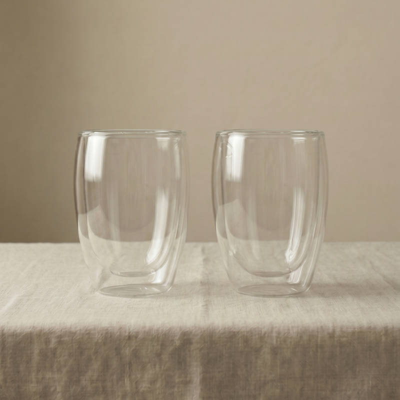 Vaso Doble Vidrio Mediano x2