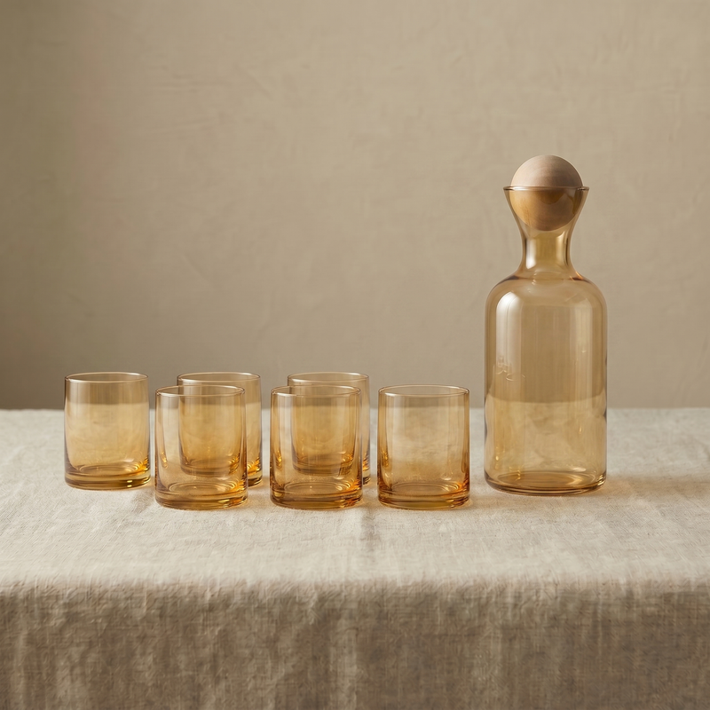 Set de Jarra y Vasos Ámbar